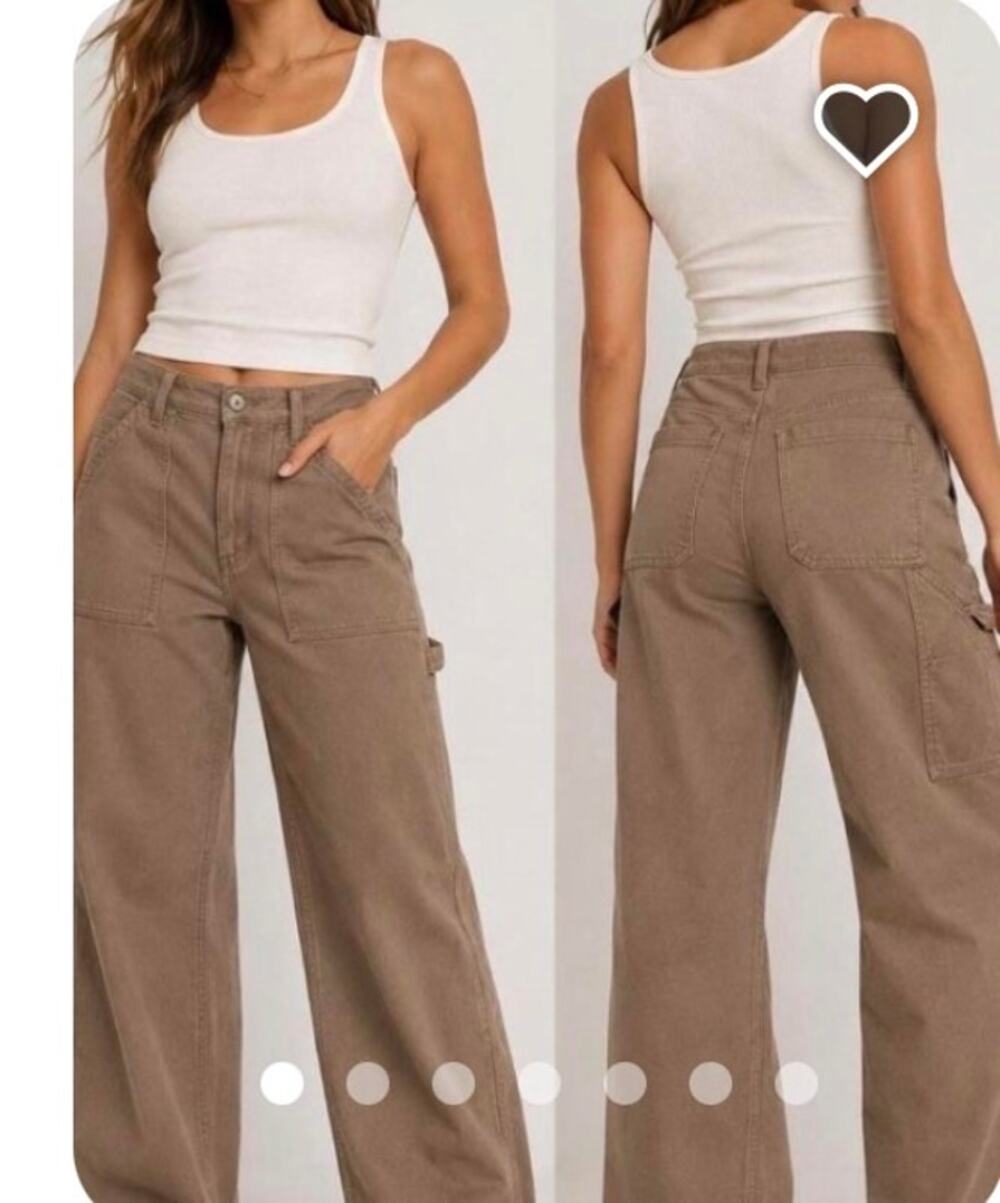 AE Dreamy Drape Woven Super High-Waisted Baggy Wide Leg Khaki Pants Size 10